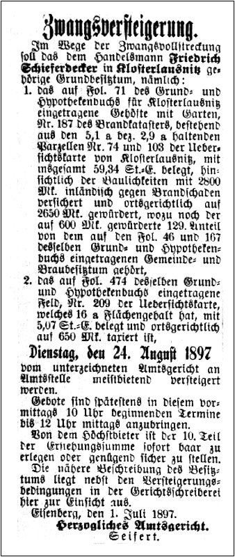 1897-07-01 Kl Zwangsversteigerung